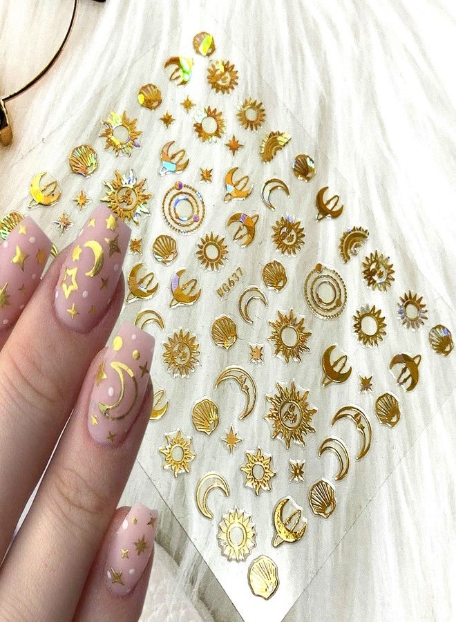 Vezocim ملصقات تزيين الأظافر بتصميمات فضائية، رواد فضاء، أرض، قمر، نجمة، جسم طائر مجهول، صاروخ، عيون، ملصقات أظافر ذاتية اللصق، ملصقات أظافر ذهبية ثلاثية الأبعاد مضيئة، لوازم تزيين أظافر النساء، ملصقات أظافر يمكنكِ صنعها بنفسكِ - Image 5